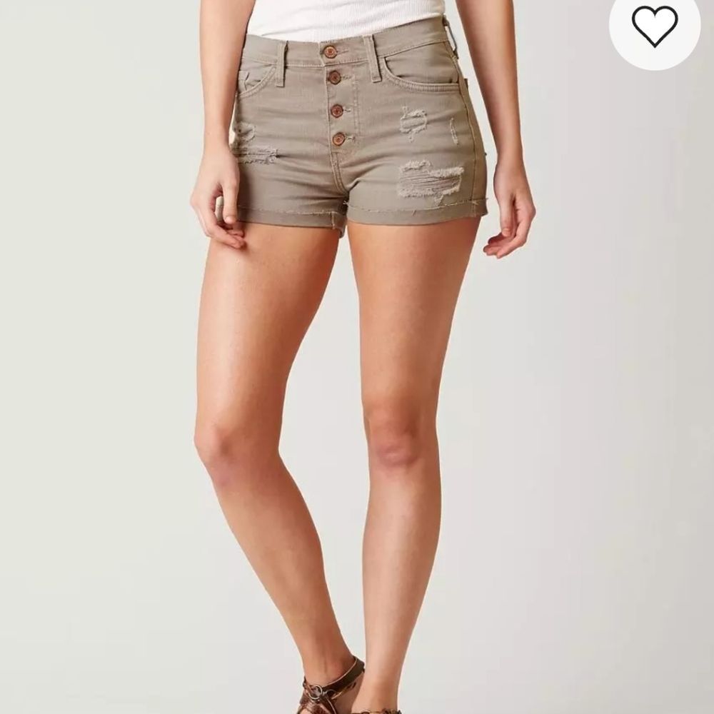Kancan Women’s High Rise Distressed Denim Shorts Brown Chanah Size 29